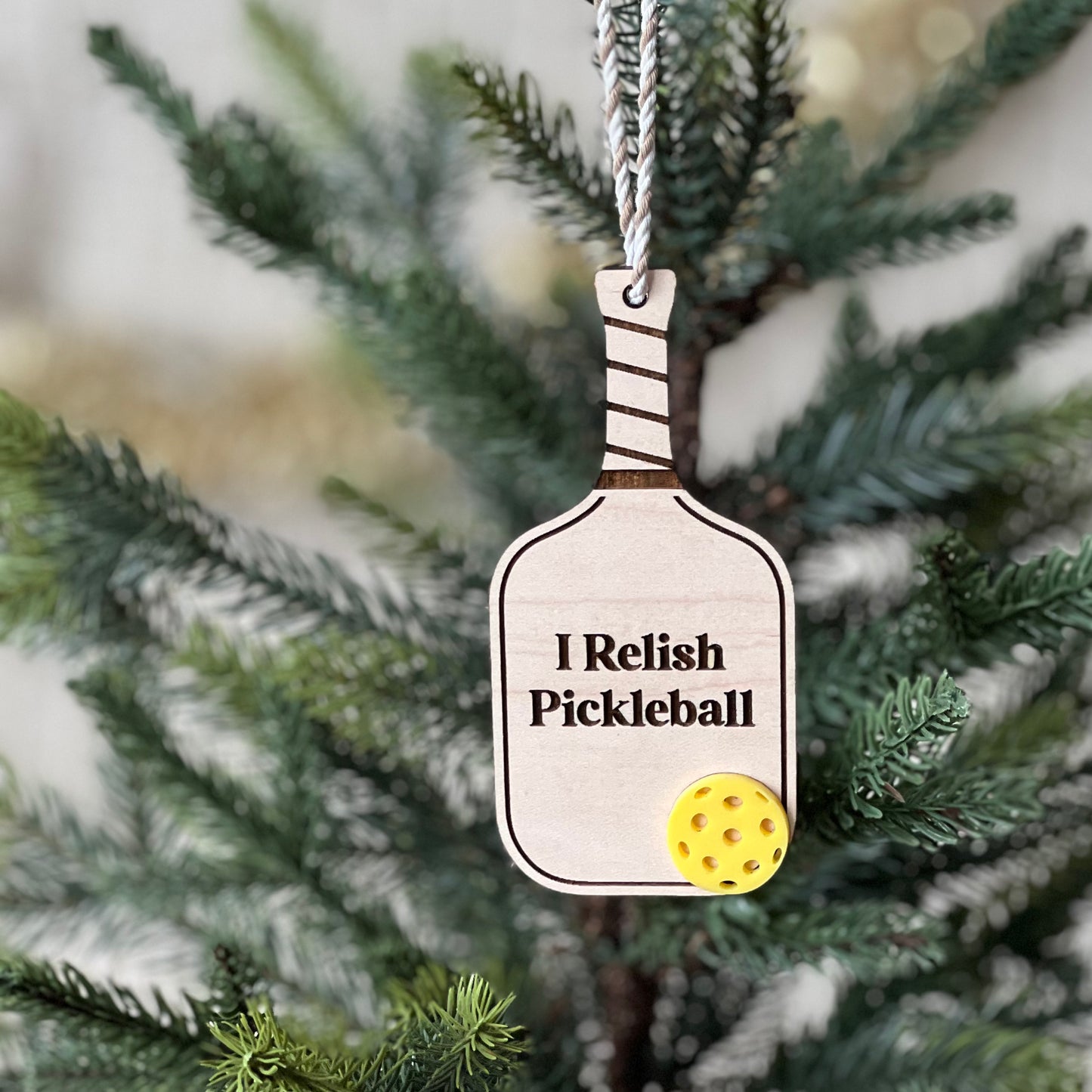 Pickleball Ornament: "I Relish Pickleball"