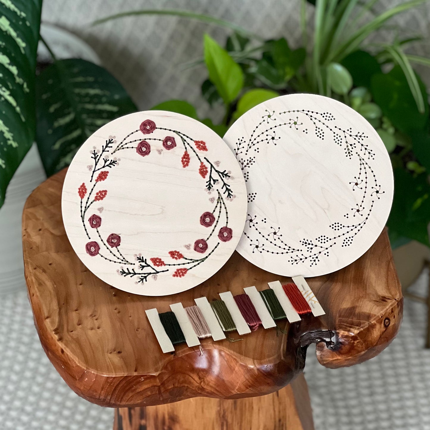 Fall Wreath Wood Embroidery