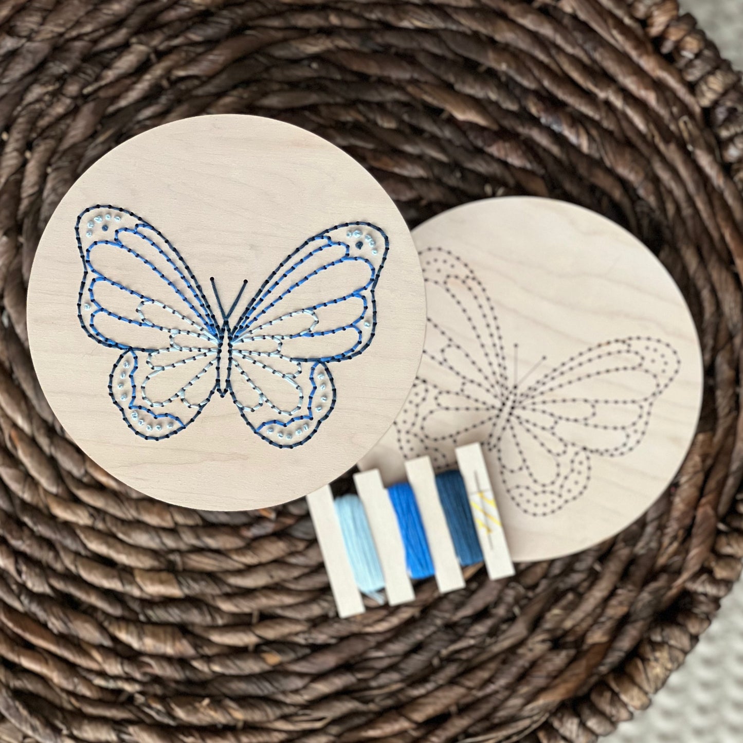 Butterfly Wood Embroidery