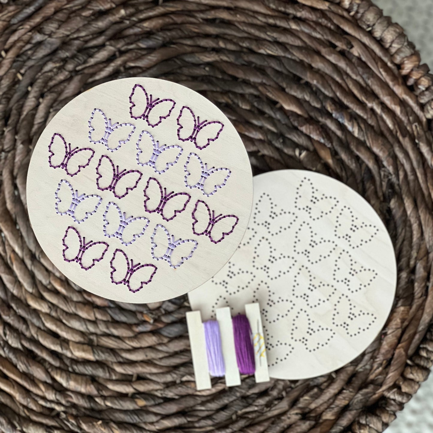 Mini Butterflies Wood Embroidery