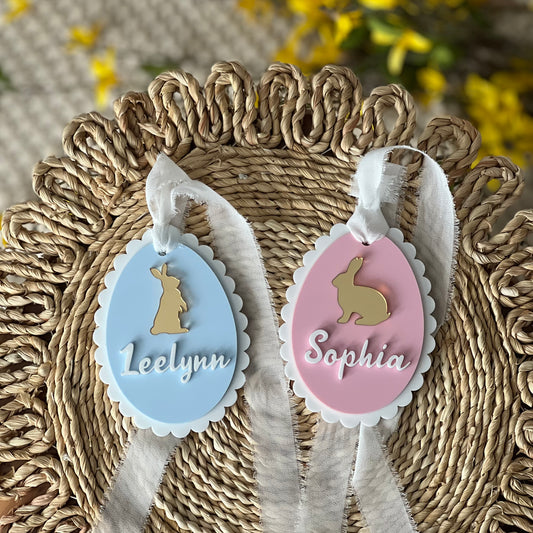 Scalloped Easter Egg Basket Tag: Bunny