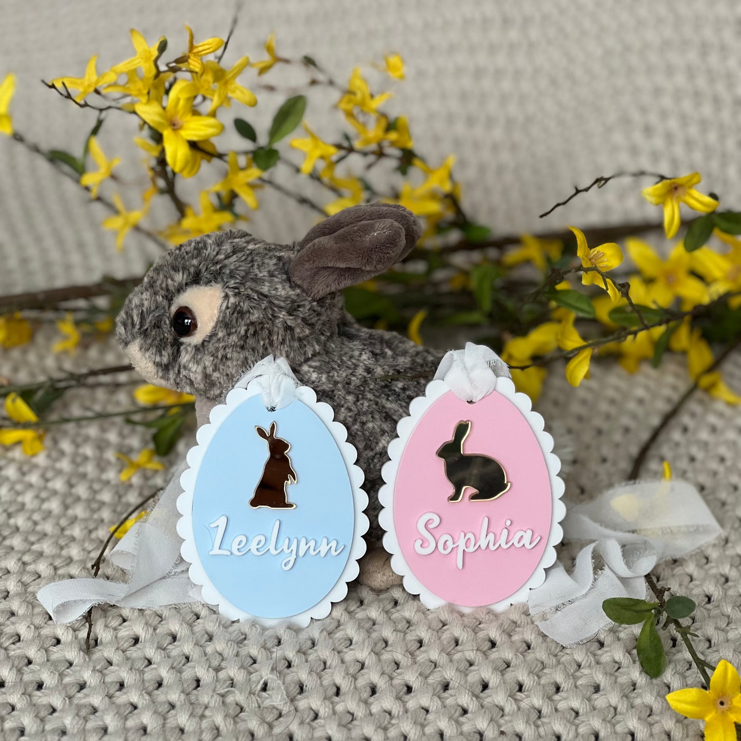 Scalloped Easter Egg Basket Tag: Bunny