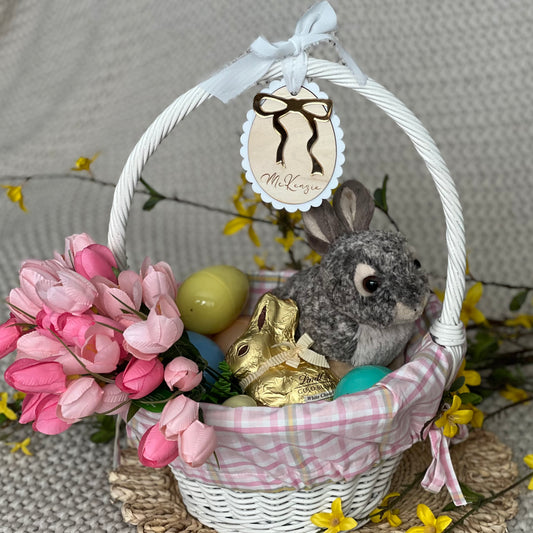 Scalloped Easter Egg Basket Tag: Bow